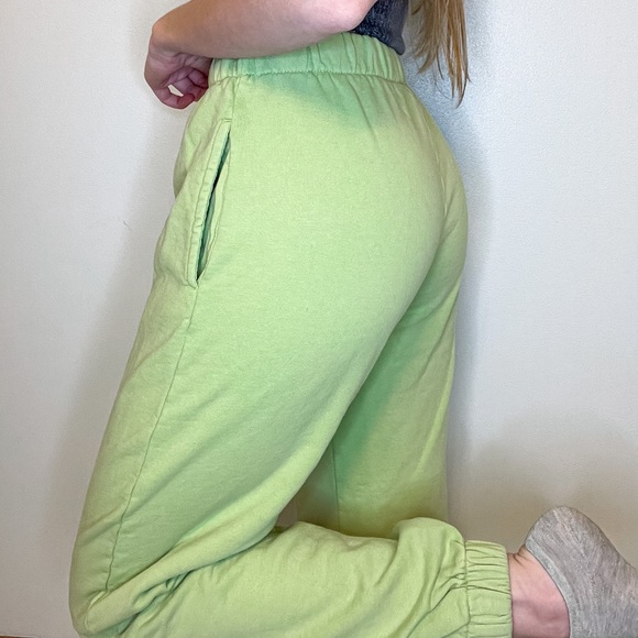 Brandy Melville Pants - LIME GREEN BRANDY MELVILLE ROSAS SWEATPANTS